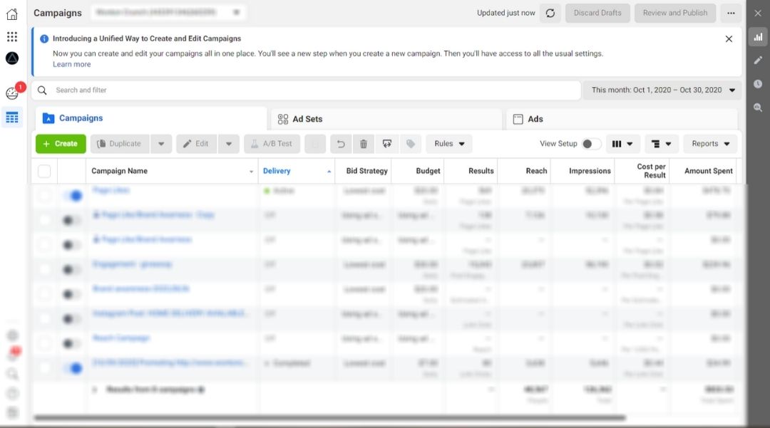 inside of facebook advertising manager inside of facebook ad manager